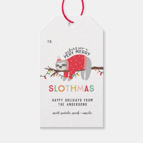 Sloth christmas gift tags