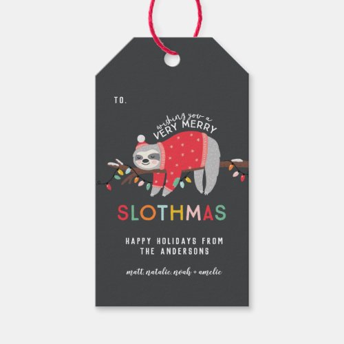 Sloth christmas gift tags