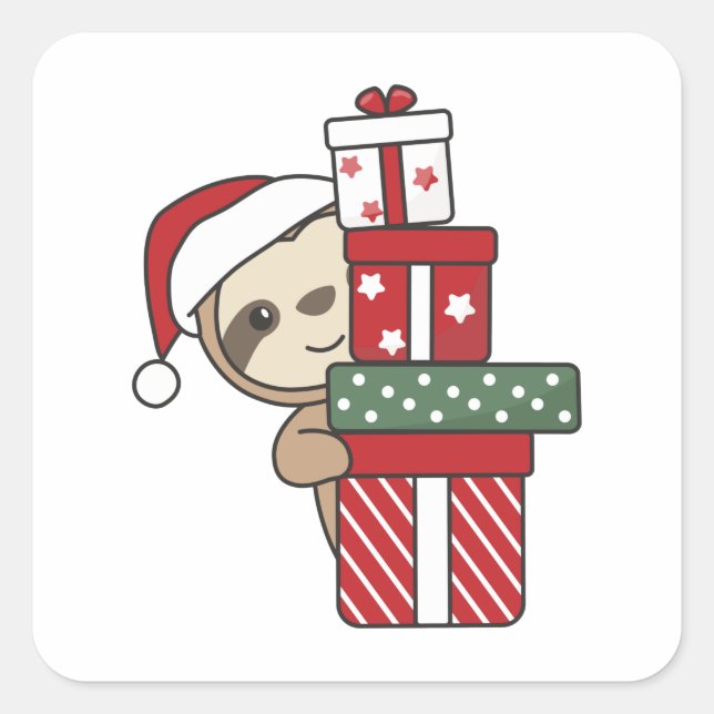 Sloth Christmas Gift Winter Sloths Square Sticker (Front)