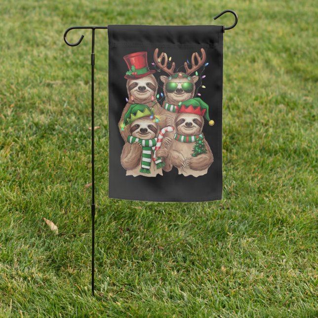Sloth Christmas Merry Slothmas Sloth Lover Gift Garden Flag (In SItu)