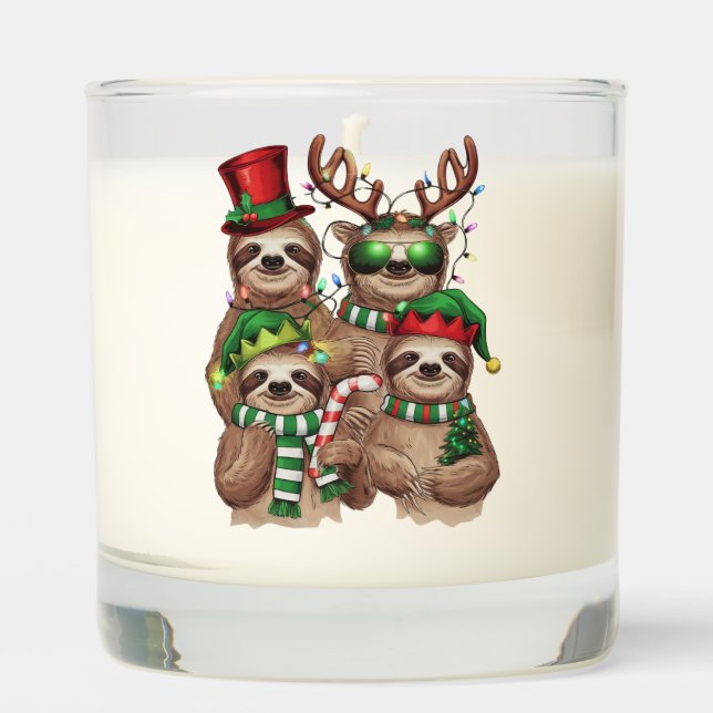 Sloth Christmas Merry Slothmas Sloth Lover Gift Scented Candle (Front)