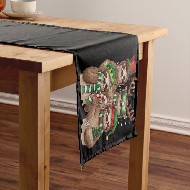 Sloth Christmas Merry Slothmas Sloth Lover Gift Short Table Runner (In Situ)