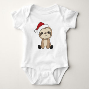 Sloth Christmas Snow Winter Animals Sloths Baby Bo Baby Bodysuit