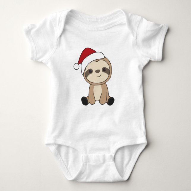 Sloth Christmas Snow Winter Animals Sloths Baby Bo Baby Bodysuit (Front)
