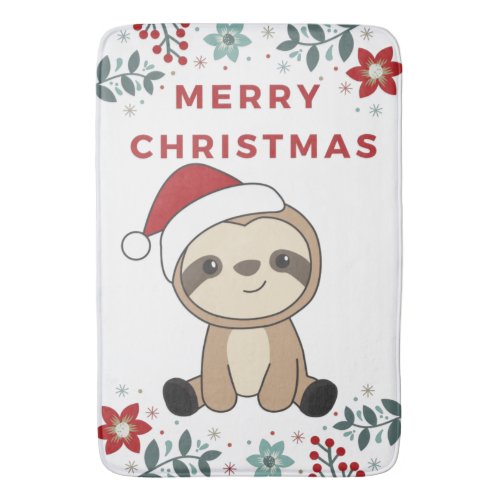 Sloth Christmas Snow Winter Animals Sloths Bath Ma Bath Mat