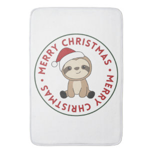 Sloth Christmas Snow Winter Animals Sloths Bath Ma Bath Mat
