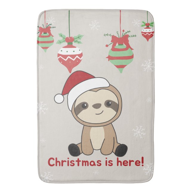 Sloth Christmas Snow Winter Animals Sloths Bath Ma Bath Mat (Front Vertical)