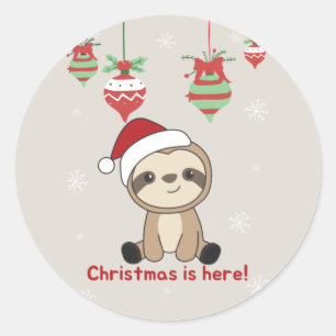 Sloth Christmas Snow Winter Animals Sloths Classic Classic Round Sticker
