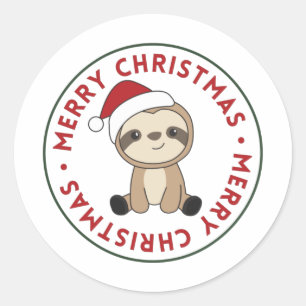 Sloth Christmas Snow Winter Animals Sloths Classic Round Sticker