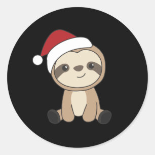 Sloth Christmas Snow Winter Animals Sloths Classic Round Sticker