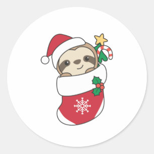 Sloth Christmas Snow Winter Animals Sloths Classic Round Sticker