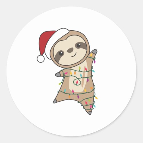 Sloth Christmas Snow Winter Animals Sloths Classic Round Sticker