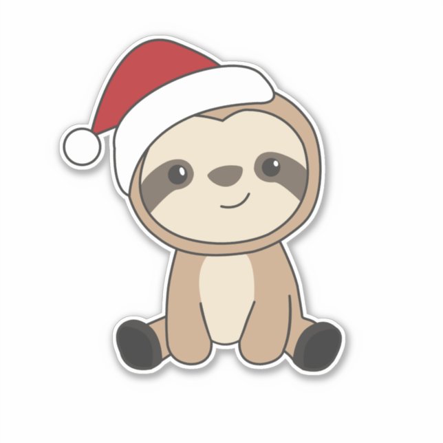 Sloth Christmas Snow Winter Animals Sloths Classic Sticker (Front)