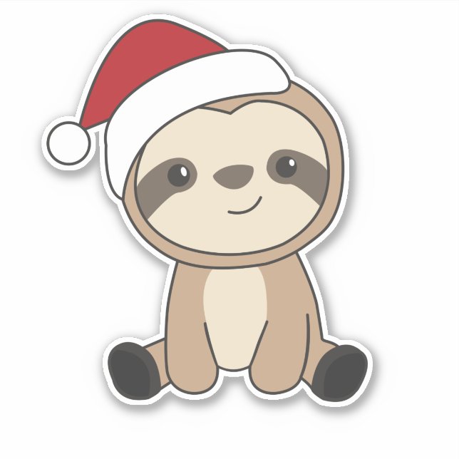 Sloth Christmas Snow Winter Animals Sloths Classic Sticker (Front)