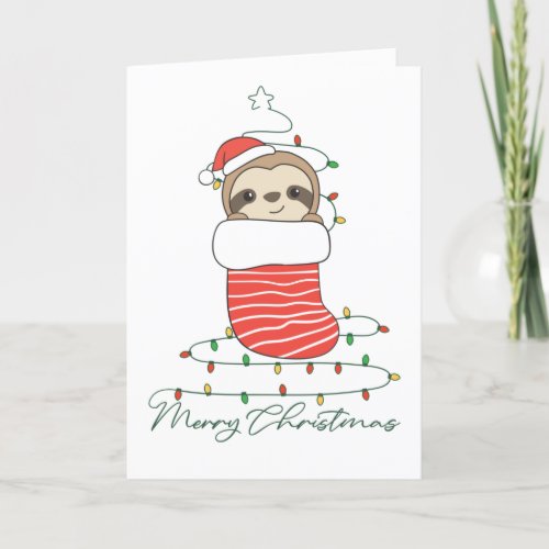 Sloth Christmas Snow Winter Animals Sloths Coffee  Holiday Card