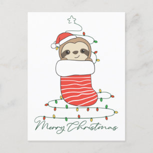 Sloth Christmas Snow Winter Animals Sloths Coffee Holiday Postcard
