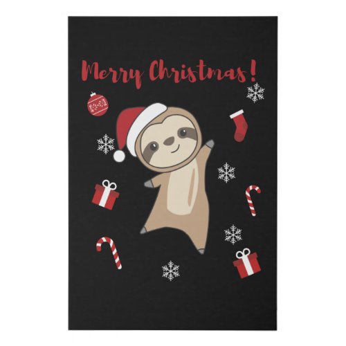 Sloth Christmas Snow Winter Animals Sloths Faux Canvas Print