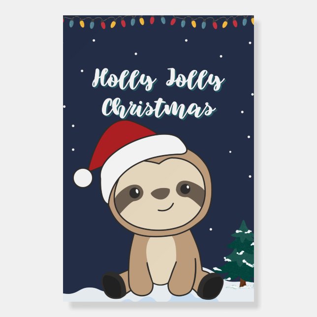 Sloth Christmas Snow Winter Animals Sloths Foam Bo Foam Board (Front)