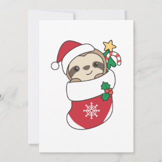 Sloth Christmas Snow Winter Animals Sloths Holiday Card