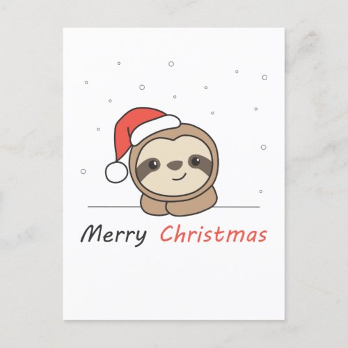 Sloth Christmas Snow Winter Animals Sloths Holiday Postcard