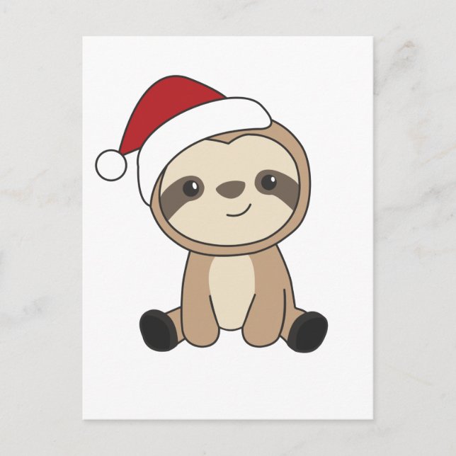 Sloth Christmas Snow Winter Animals Sloths Holiday Postcard (Front)