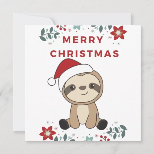 Sloth Christmas Snow Winter Animals Sloths Invitation