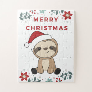 Sloth Christmas Snow Winter Animals Sloths Jigsaw Puzzle