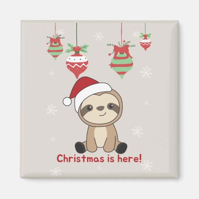 Sloth Christmas Snow Winter Animals Sloths Magnet (Front)