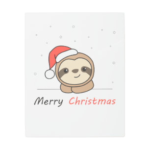 Sloth Christmas Snow Winter Animals Sloths Metal Print