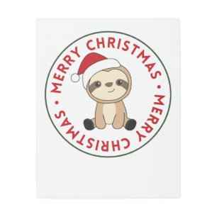 Sloth Christmas Snow Winter Animals Sloths Metal Print
