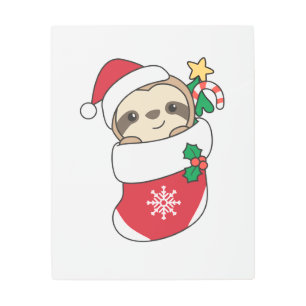 Sloth Christmas Snow Winter Animals Sloths Metal Print
