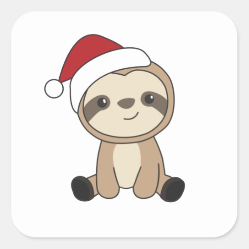 Sloth Christmas Snow Winter Animals Sloths Square Sticker