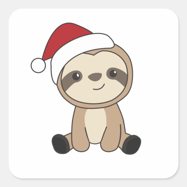 Sloth Christmas Snow Winter Animals Sloths Square Sticker (Front)