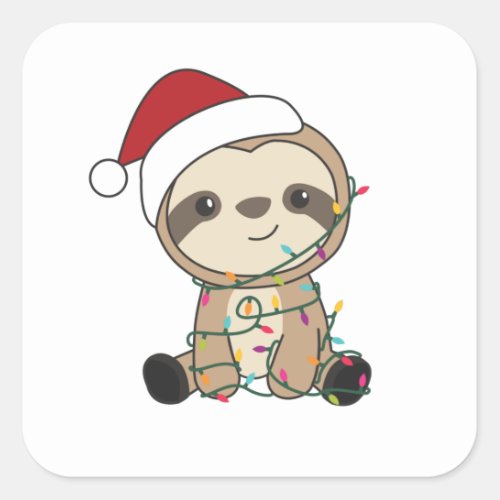 Sloth Christmas Snow Winter Animals Sloths Square Sticker