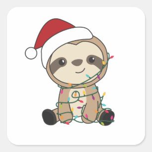 Sloth Christmas Snow Winter Animals Sloths Square Sticker