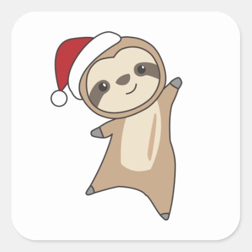 Sloth Christmas Snow Winter Animals Sloths Square Sticker