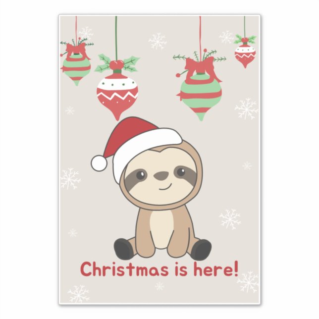 Sloth Christmas Snow Winter Animals Sloths Sticker (Front)