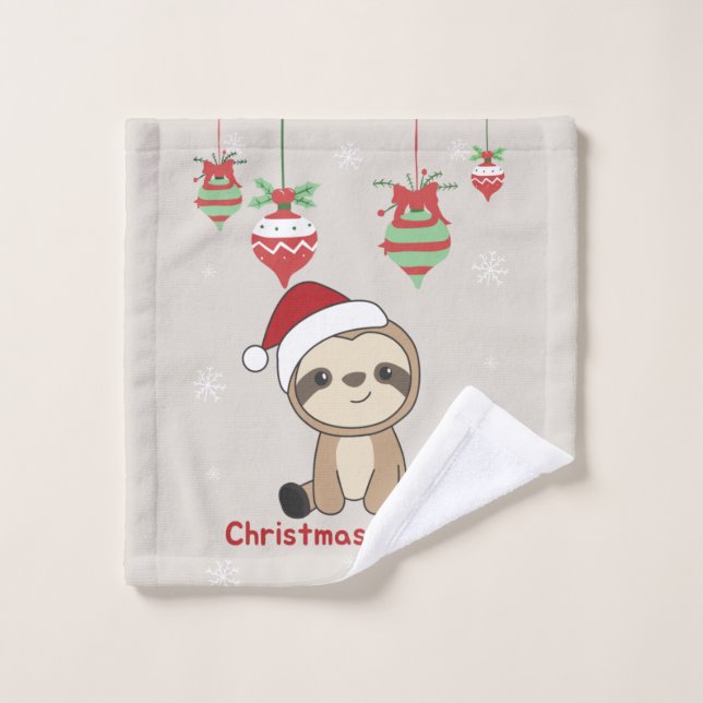 Sloth Christmas Snow Winter Animals Sloths Wash Cl Wash Cloth (Wash Cloth)