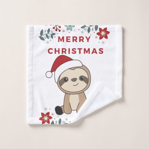 Sloth Christmas Snow Winter Animals Sloths Wash Cloth