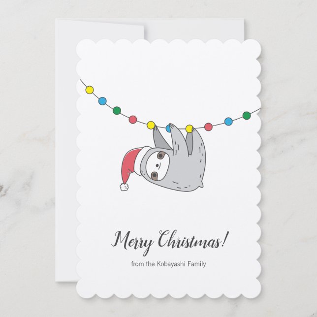 Sloth Christmas Thank You Card (Front)