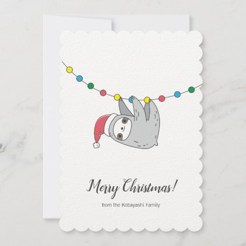 Sloth Christmas Thank You Card