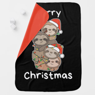 Sloth Christmas Tree Christmas Animals Sloths Baby Blanket