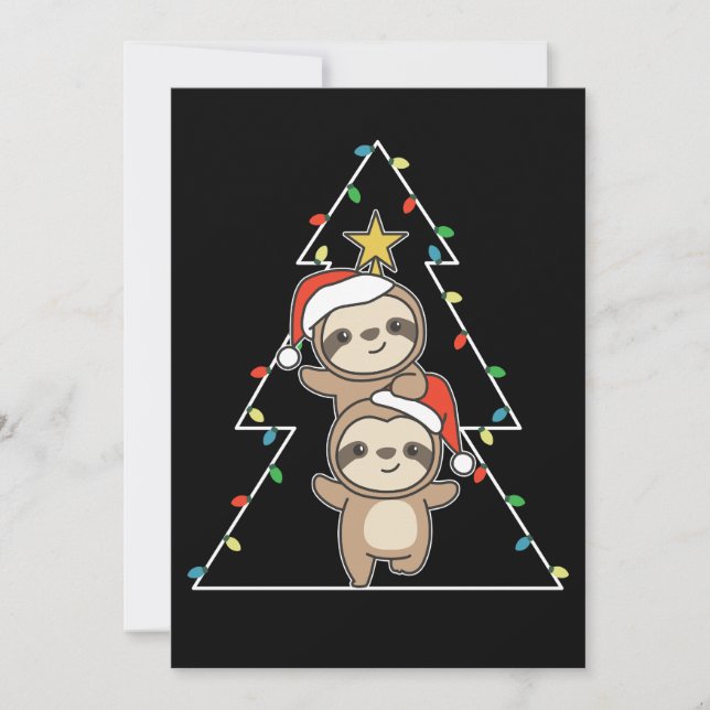  Sloth Christmas Tree Christmas Animals Sloths Holiday Card (Front)