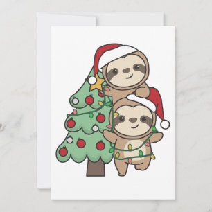 Sloth Christmas Tree Christmas Animals Sloths Holiday Card