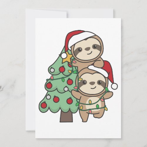  Sloth Christmas Tree Christmas Animals Sloths Holiday Card