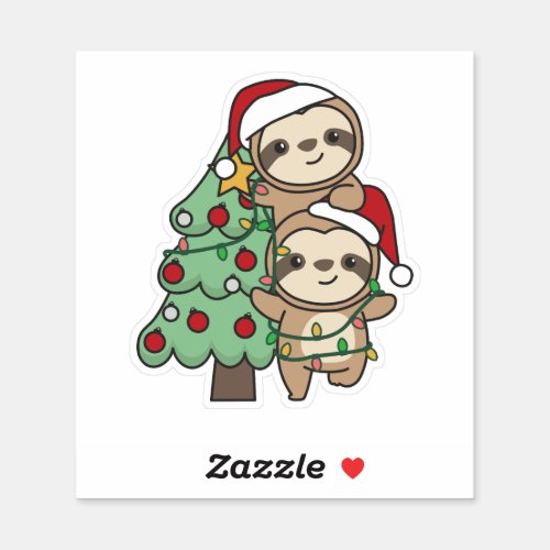  Sloth Christmas Tree Christmas Animals Sloths Sticker