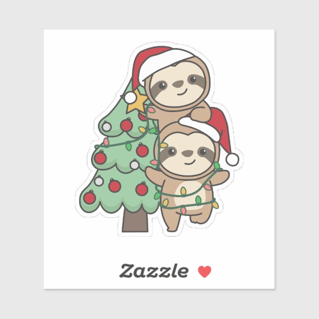  Sloth Christmas Tree Christmas Animals Sloths Sticker (Sheet)