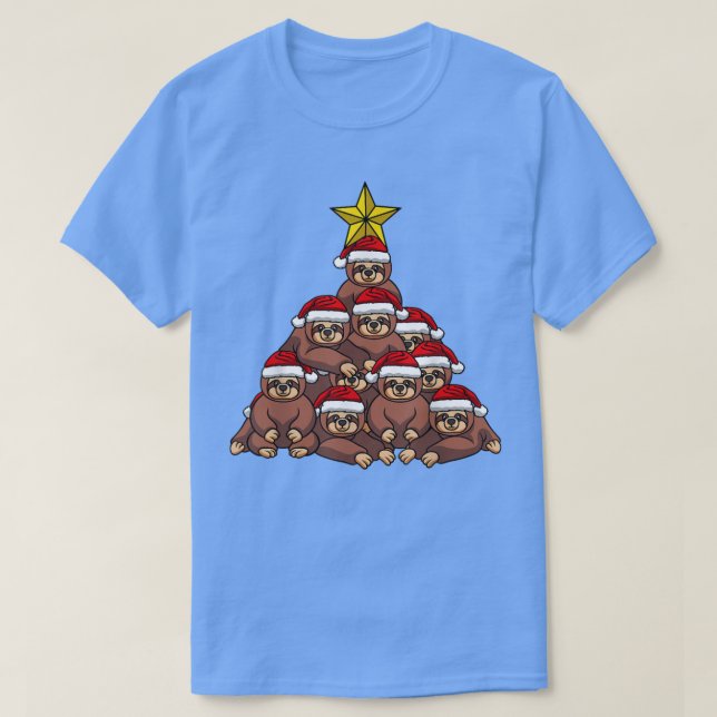 Sloth Christmas Tree Cute Christmas Tree Animals T T-Shirt (Design Front)