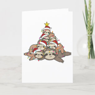 Sloth Christmas Tree Funny Animal Christmas Adult Holiday Card