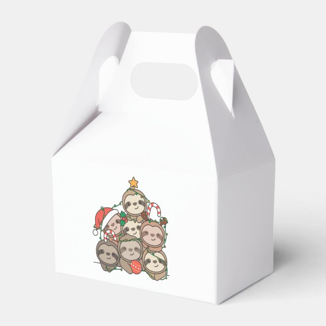 Sloth Christmas Tree Funny Animal Christmas Favor  Boxes (Front Side)
